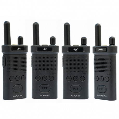 Kit of 4 portable radio stations PNI PMR R60 446MHz, 0.5W, 16 programmable channels, 16 PMR and 50 C