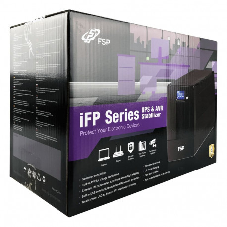 FSP UPS iFP600, liin-interaktiivne, 600VA, 360W, SCHUKO*2, 12V/7AH*1, LCD-versioon, 230V