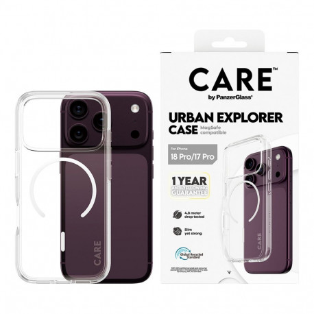 CARE by PanzerGlass ümbris iPhone 17 Pro Urban Explorer MagSafe, läbipaistev valge