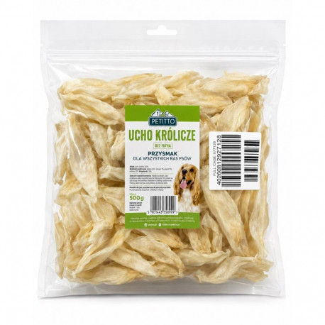 PETITTO Rabbit ear without fur Mono - dog treat - 500g