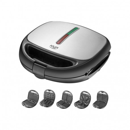 Adler Sandwich maker AD 3040 1200 W, Number of plates 5, Number of pastry 2, Ceramic coating, Black