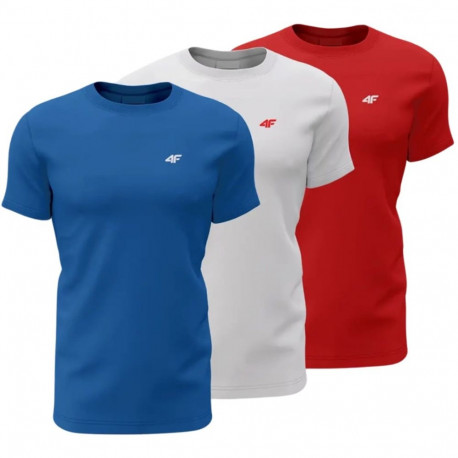 4F meeste T-särkide 3-pakk M4482 4FWSS26TTSHM4482 90S 2XL, sinine, valge, punane