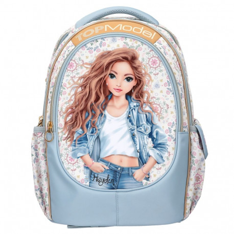 Topmodel - School Backpack FESTIVAL FUN - Cream  Gold  Light Blue (4010070724504)