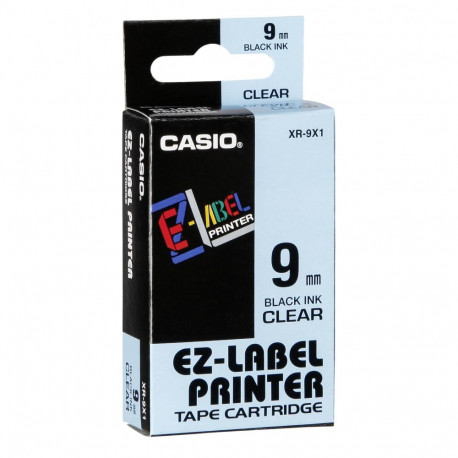 "Casio XR-9 X 9 mm schwarz auf transparent"