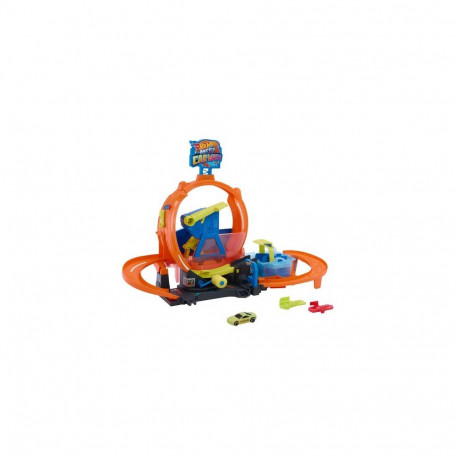 Hot Wheels City Mega Loop Car Wash Playset & 1 Color Shifters Vehicle in 1:64 Scale