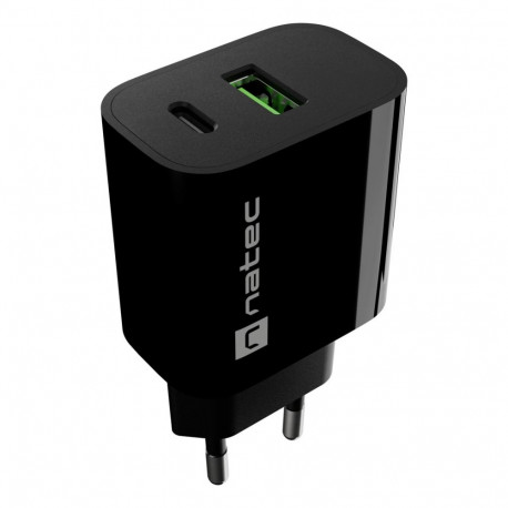 NATEC mobiilseadme laadija NUC-2397 universaalne AC-kiirlaadimisega siseruumides, must