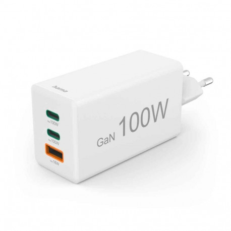 Hama 00125140 charger 100W GaN PD QC 2× USB-C 1× USB-A