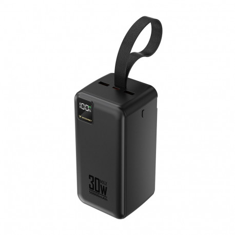 Powerbank Wozinsky W8-B 50000mAh 30W 2xUSB-A and 1xUSB-C and USB micro with flashlight - black