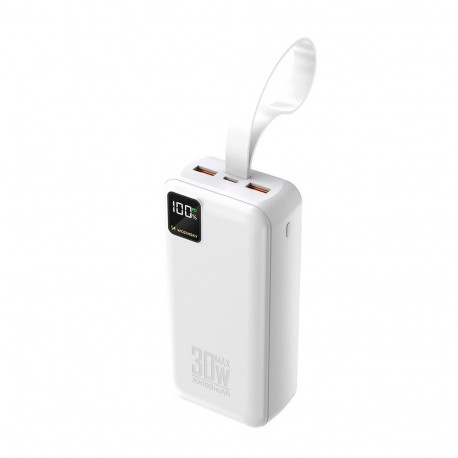 Wozinsky W8-W 30000mAh 30W Powerbank 2x USB-A and USB-C with Flashlight - White