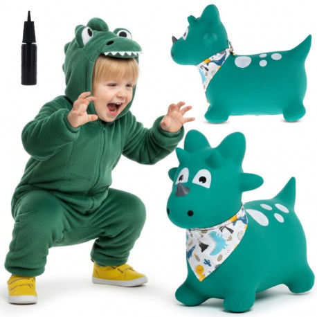 Dino kummist hüppeloom 59cm pumbaga bandaaniga, roheline
