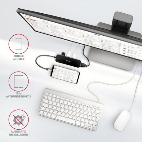 Axagon USB-jaotur HMC-6H4A USB 3.2 Gen 1, 4x USB-A, HDMI 4K/30Hz, PD 100W, 20cm USB-C-kaabel
