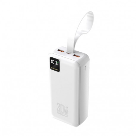 Wozinsky Wozinsky W8-W 30000mAh 30W Powerbank 2x USB-A and USB-C with Flashlight - White