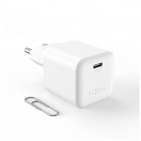 fixed Mini GaN power adapter with USB-C output and PD support, 65W