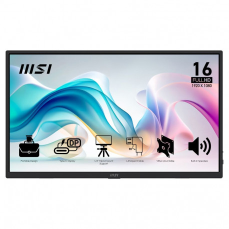39,6cm (15.6") 1920 x 1080 Pixel MSI 9S6-3PE50M-001 16:9 Full HD IPS 4 ms HDMI VESA kõlariga kaasask