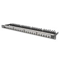 High density 19" patch panel 24x keystone, 0.5U