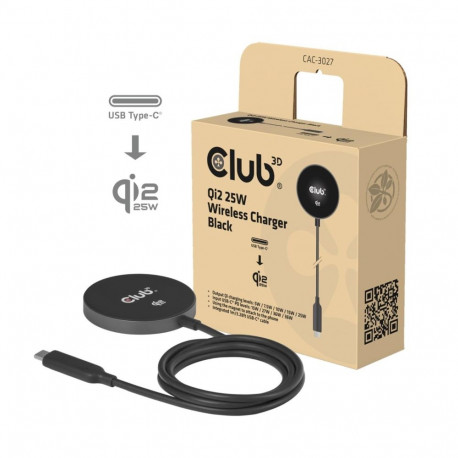 CLUB3D juhtmevaba laadija CAC-3027 Qi2 25W Qi 2.2 MagSafe'iga ühilduv magnetiline alus, must