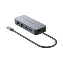Conceptronic ABBY24G USB-C to Dual-Port Gigabit Network Adapter with 2-Port USB Hub