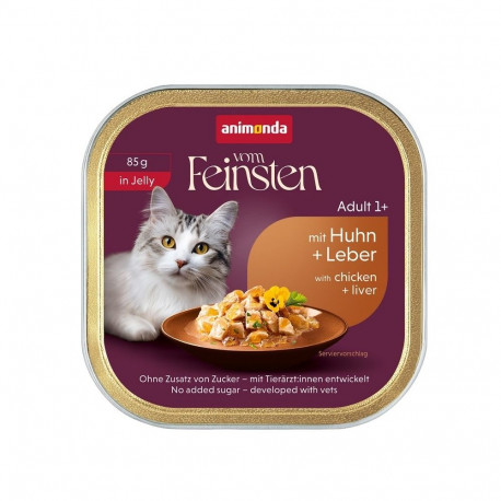ANIMONDA märg kassitoit Vom Feinsten täiskasvanud kassidele želees kana ja maksaga 85g
