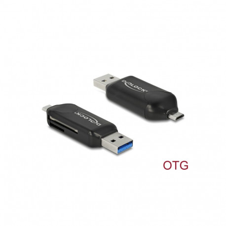 Kaardilugeja USB-A - Micro USB-B, SD / SDHC / MS / MMC / Micro SD, must