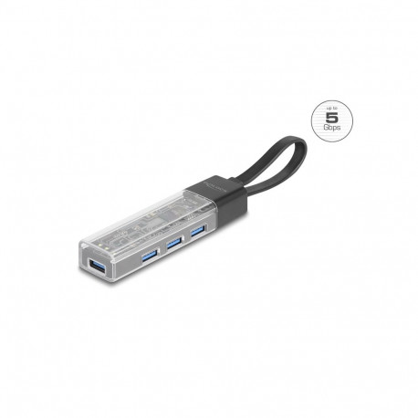 Delock 4 Port USB Hub 5 Gbps with USB Type-A or USB Type-C™ port in transparent housing