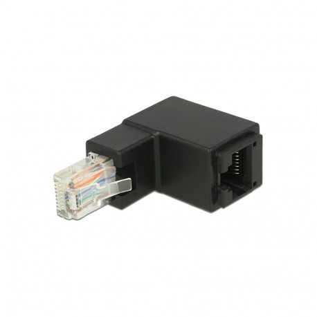 Adapter RJ45 (M) nurgaga - RJ45 Cat6 (F) varjestamata, must