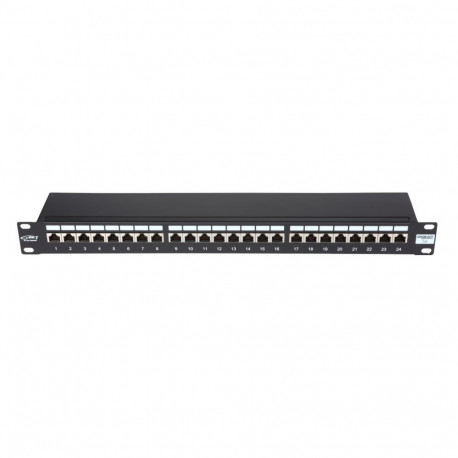 19´´ Patch Panel, 24xRJ45, shielded, Cat5e, 1U, black