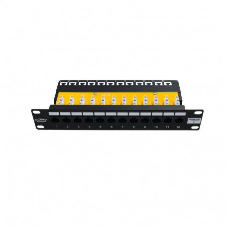 10´´ Patch Panel, 12xRJ45, unshielded, Cat6, 1U, black