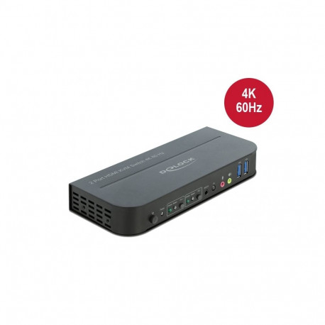 KVM switch: 2 porti, HDMI, USB 3.0, 4K@60Hz, kaablitega,