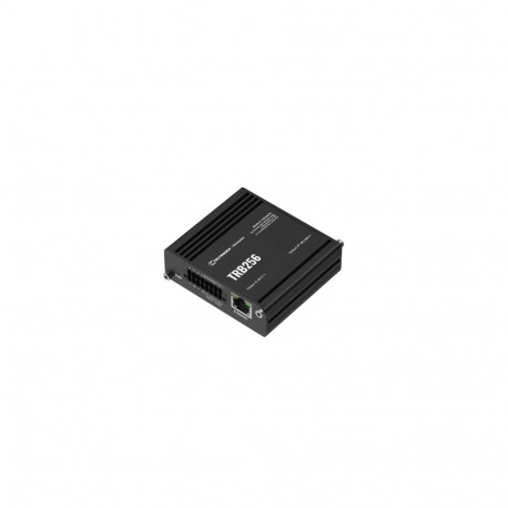 TRB256 4G LTE NB-IoT gateway, with multiple WAN interfaces, such as I/Os, RS232, RS485, and an Ether