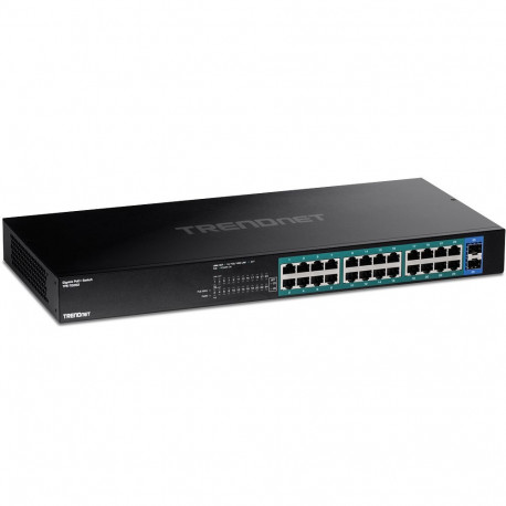 PoE Switch: 24 x 10/100/1000Mbps PoE+ 2xSFP, räkitav, 370W