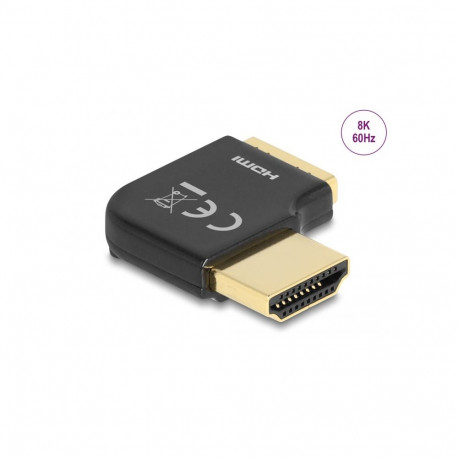 Adapter HDMI (M) - (F), 8K@60Hz 90° nurgaga paremale, metallist