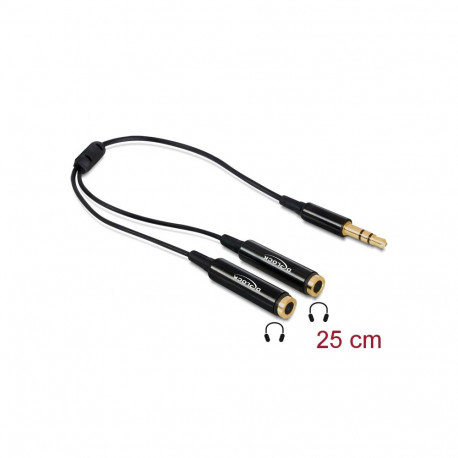 Delock Cable audio splitter stereo jack male 3.5 mm 3 pin > 2 x stereo jack female 3.5 mm 3 pin 25 c