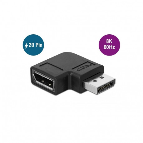 Adapter DisplayPort 1.4 (M) - (F) 90° nurgaga paremale