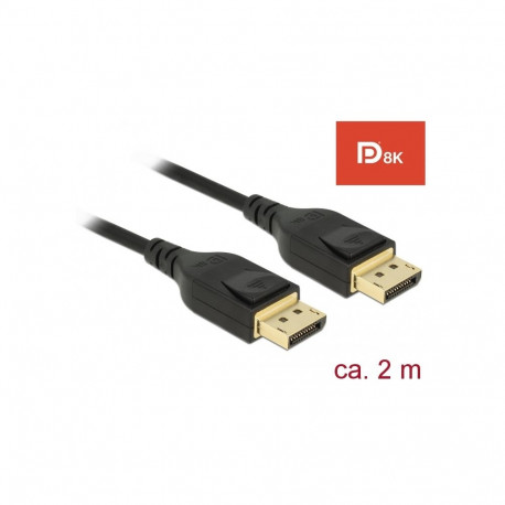 DisplayPort kaabel 2.0m, kullatud, kolmekordne varje, 8K Ultra HD (7680x4320@60Hz), must