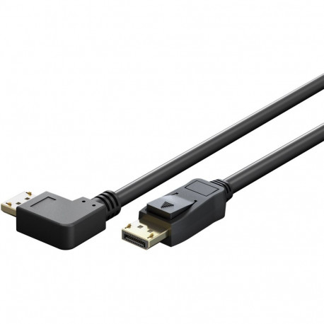 DisplayPort kaabel 1.0m, 2.1, 8K 7680x4320@144Hz DSC, 54 Gbit/s, nurgaga paremale, must