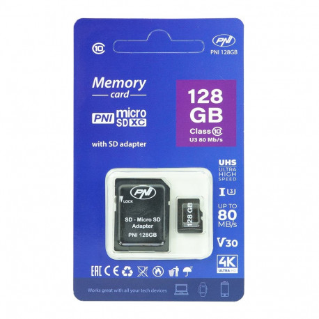 PNI Mälukaart 128GB MicroSDXC + adapter