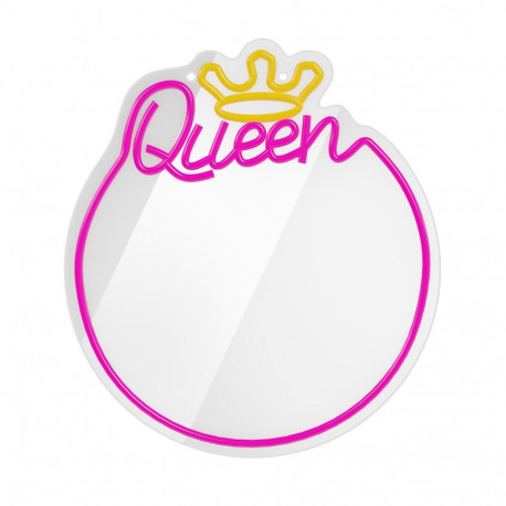 LED-neoonpeegel Queen FMNE04 t-00322, soe valge, valge ja roosa