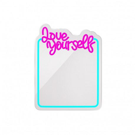 Forever Light LED-neoonpeegel FMNE01 Love yourself, helesinine-roosa