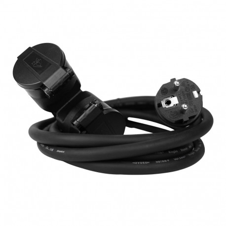 Przedłużacz zewnętrzny podwójny, gumowy, 31,5mm?, 20m, IP44, SCHUKO czarny HAND