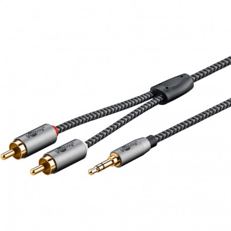 3.5mm - 2xRCA kaabel 1.0m, tekstiilist kattega