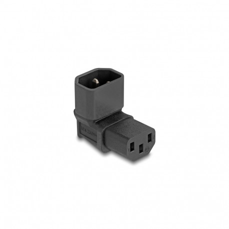 Toiteüleminek C14 - C13, 10A IEC 60320 nurgaga üles must