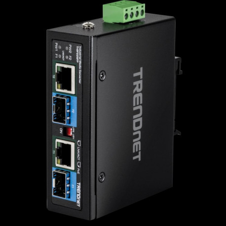 Tööstuslik PoE++ FO konverter: 2 x 100/1000Base-T  2 x SFP Media Converter, 90W, IP30, -40 to 75