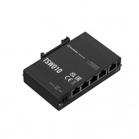 Switch: 5 x 10/100BaseT(X) , -40 kuni 75°C, DIN-liistule, 9-30 VDC