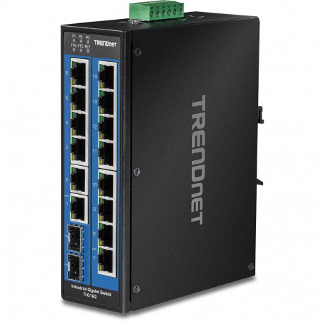 16-Port Hardened Industrial Gigabit DIN-Rail Switch