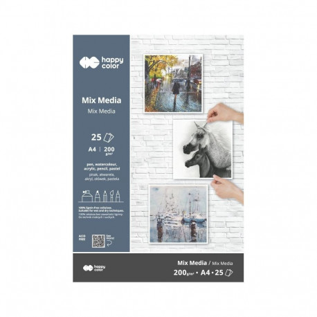 Joonistuspaber MIX MEDIA ART A4, 200g/25lk