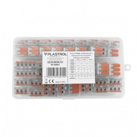51-osaline hoobadega kiirühenduste komplekt kõigi juhtmetüüpide jaoks: sz-2d ×25tk; sz-3d ×20tk; sz-