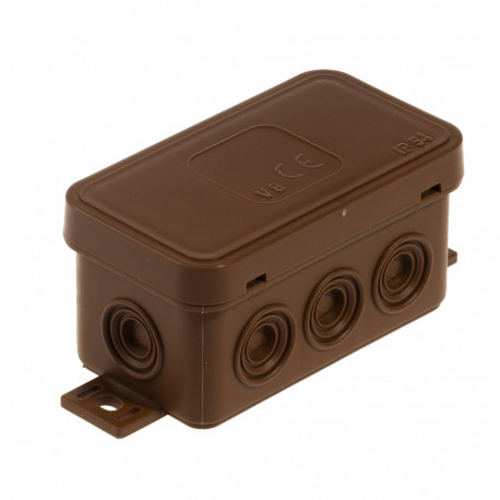 Hermeetiline pinnapealne harukarp V8 IP54 80x45x41 8 sisendiga, klõpskinnitusega, pruun