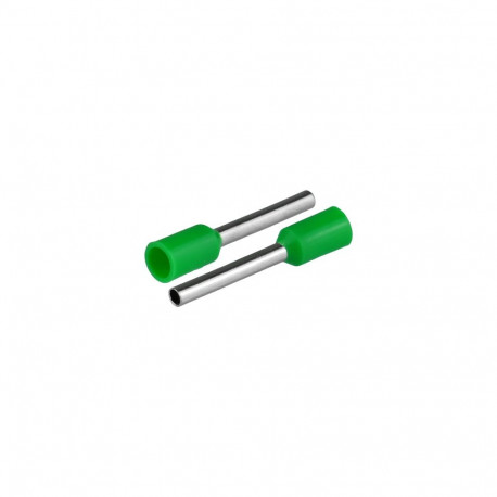 Isoleeritud juhtmeotsahülss 1x1mm2, hülsi pikkus 18,4mm, roheline, 50tk