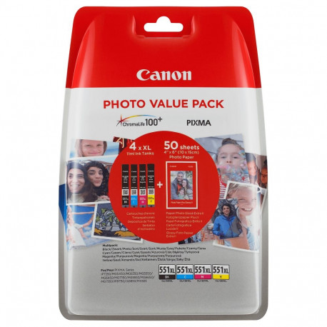 "Canon Tinte CLI-551XL 6443B006 Multipack BKCMY+Fotopapier"
