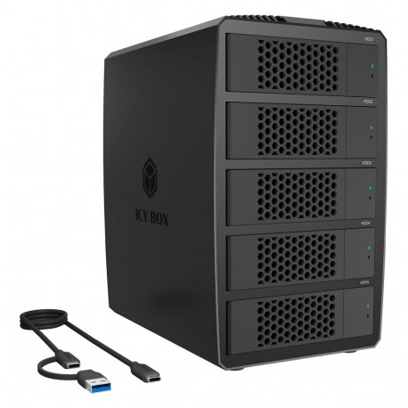 5x 2,5"/3,5" SATA HDD jaoks USB 3.2 Gen 1, 5Gbps, RAID 0, 1, 10, 3, 5, Single, Large, Clone